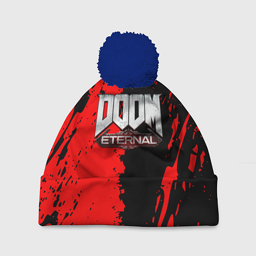 Шапка c помпоном Doom eternal краски / 3D-Тёмно-синий – фото 1