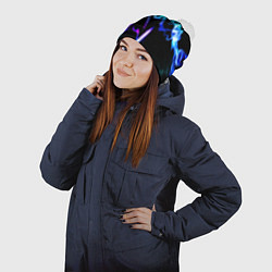 Шапка с помпоном Неоновый дым текстура, цвет: 3D-белый — фото 2