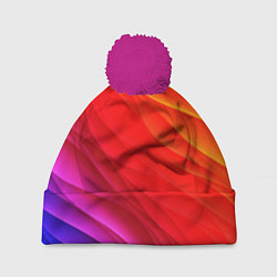 Шапка с помпоном Абстрактные волны текстура, цвет: 3D-малиновый