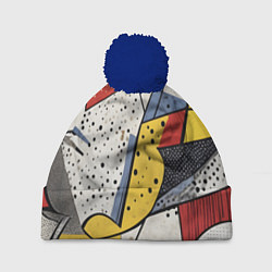 Шапка c помпоном Поп-арт яркая абстракция