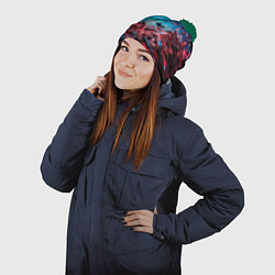 Шапка с помпоном Осколки плит в движении, цвет: 3D-зеленый — фото 2