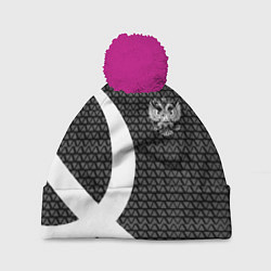 Шапка c помпоном Герб РФ паттерн стиль ссср