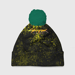 Шапка с помпоном Cyberpunk брызги красок, цвет: 3D-зеленый