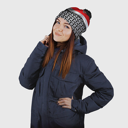 Шапка c помпоном BMW x mercedes texture / 3D-Черный – фото 2