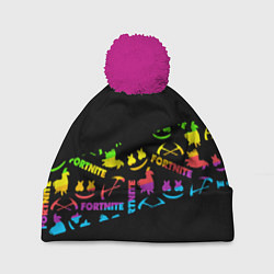 Шапка с помпоном Fortnite rainbow, цвет: 3D-малиновый
