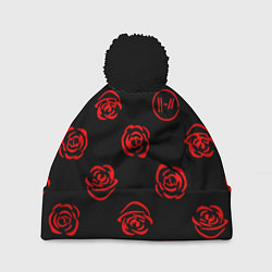 Шапка с помпоном Twenty one pilots rose pattern, цвет: 3D-черный