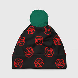 Шапка c помпоном Twenty one pilots rose pattern