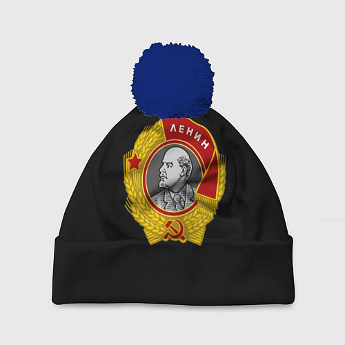 Шапка c помпоном СССР логотип герб / 3D-Тёмно-синий – фото 1