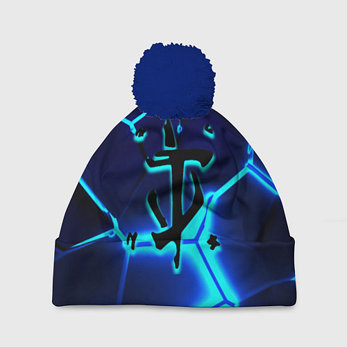 Шапка c помпоном Doom плиты / 3D-Тёмно-синий – фото 1