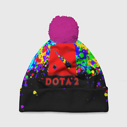 Шапка с помпоном Dota абстрактные краски, цвет: 3D-малиновый