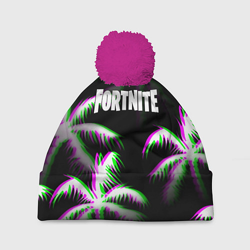 Шапка c помпоном Fortnite glitch tropix / 3D-Малиновый – фото 1
