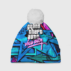 Шапка с помпоном GTA vice city steel grafity, цвет: 3D-белый