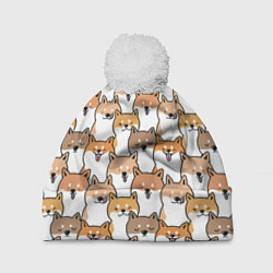 Шапка c помпоном Узор сиба ину