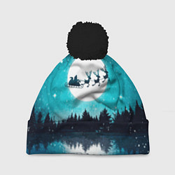 Шапка с помпоном Ночь нового года, цвет: 3D-черный