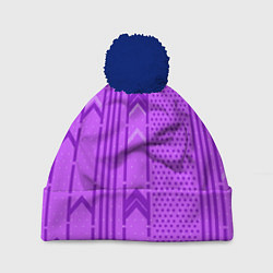 Шапка с помпоном Закулисье фиолетовые обои, цвет: 3D-тёмно-синий