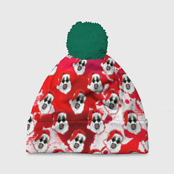 Шапка с помпоном Funny Santa clown Art in blood, цвет: 3D-зеленый