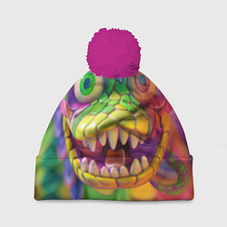 Шапка c помпоном Радужная змея