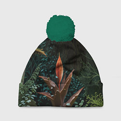 Шапка с помпоном Объемные растения, цвет: 3D-зеленый
