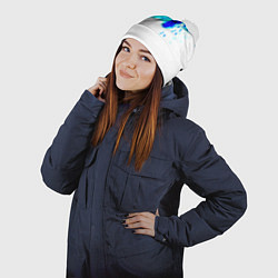 Шапка с помпоном Синяя кровь андроида, цвет: 3D-белый — фото 2