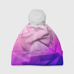 Шапка с помпоном Неоновая геометрия осколки, цвет: 3D-белый