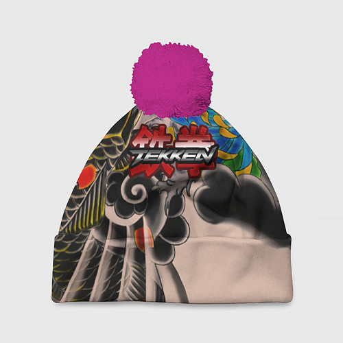 Шапка c помпоном Tekken tatoo japan / 3D-Малиновый – фото 1