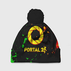 Шапка с помпоном Portal кислотные краски, цвет: 3D-черный