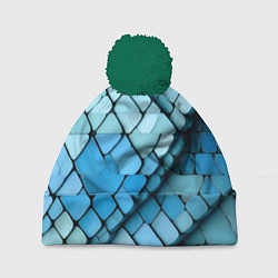 Шапка c помпоном Синие рельефные плитки