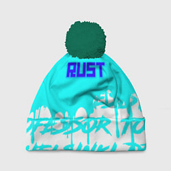 Шапка c помпоном Rust надписи краски