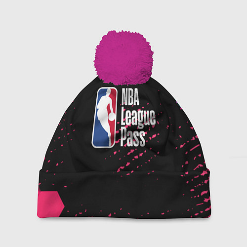 Шапка c помпоном NBA баскетбол соты неон / 3D-Малиновый – фото 1