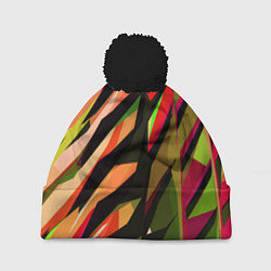 Шапка с помпоном Красно-чёрная абстракция, цвет: 3D-черный