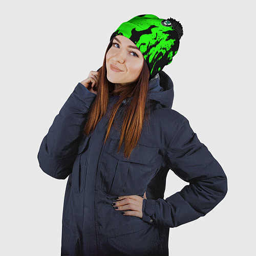 Шапка c помпоном Skoda flame steel / 3D-Черный – фото 2