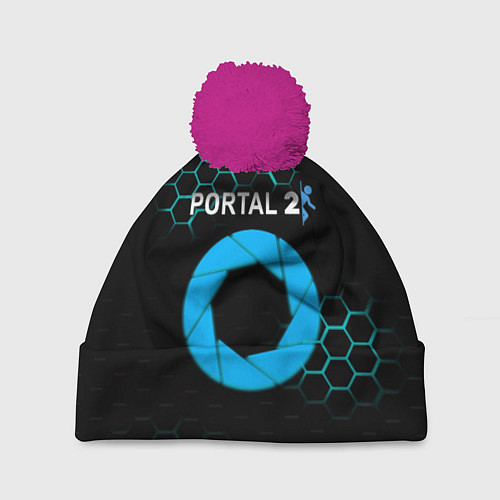 Шапка c помпоном Portal соты броня / 3D-Малиновый – фото 1