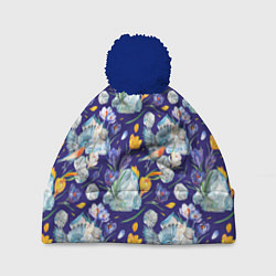 Шапка c помпоном Крокусы и зяблик во льдах