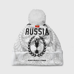 Шапка с помпоном Футбольная форма Россия с номером 10, цвет: 3D-белый