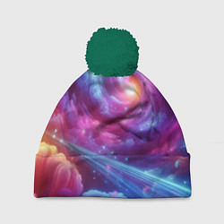 Шапка c помпоном Neon space fantasy