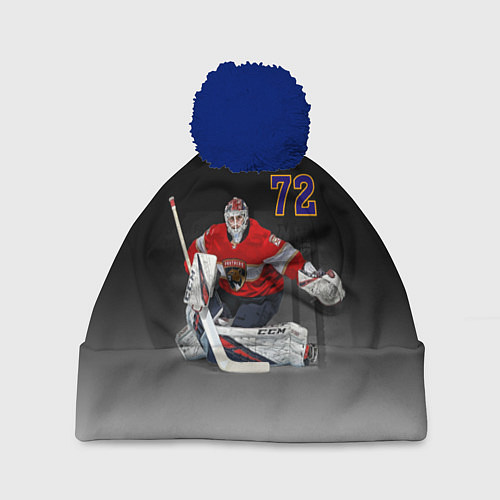Шапка c помпоном Sergey Bobrovsky is goalkeeper of the Florida Pant / 3D-Тёмно-синий – фото 1