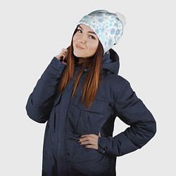 Шапка с помпоном Бирюзовые снежинки, цвет: 3D-белый — фото 2