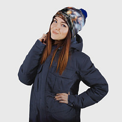 Шапка с помпоном Сленг геймеров танкистов, цвет: 3D-тёмно-синий — фото 2