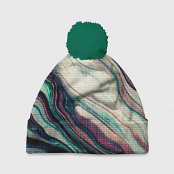 Шапка c помпоном Абстракция тёмные краски с текстурой
