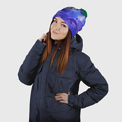 Шапка с помпоном Дельфины в волшебном море паттерн, цвет: 3D-зеленый — фото 2