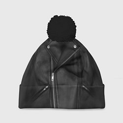 Шапка с помпоном Кожаная куртка косуха, цвет: 3D-черный