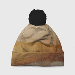 Шапка с помпоном Бежевые блестяшки текстура, цвет: 3D-черный