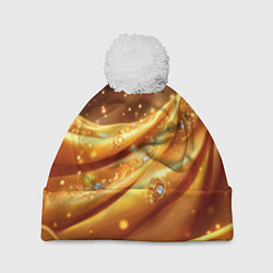 Шапка c помпоном Золотая ткань с блестками