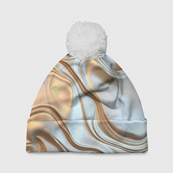 Шапка c помпоном Жидкое белое золото