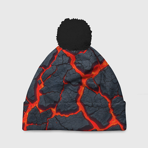 Шапка c помпоном Текущая в породе лава / 3D-Черный – фото 1