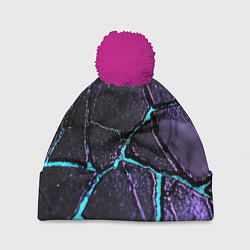 Шапка c помпоном Фиолетовые плиты с голубым свечением