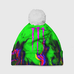 Шапка с помпоном Monster Energy flame, цвет: 3D-белый