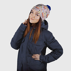 Шапка с помпоном Друзья - паттерн, цвет: 3D-тёмно-синий — фото 2