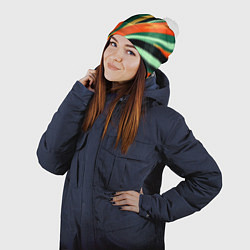 Шапка с помпоном Тропическая жаркая абстракция, цвет: 3D-белый — фото 2