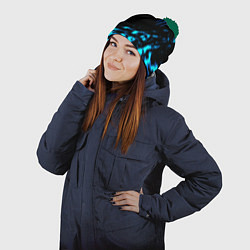 Шапка с помпоном Monster energy голубые краски, цвет: 3D-зеленый — фото 2